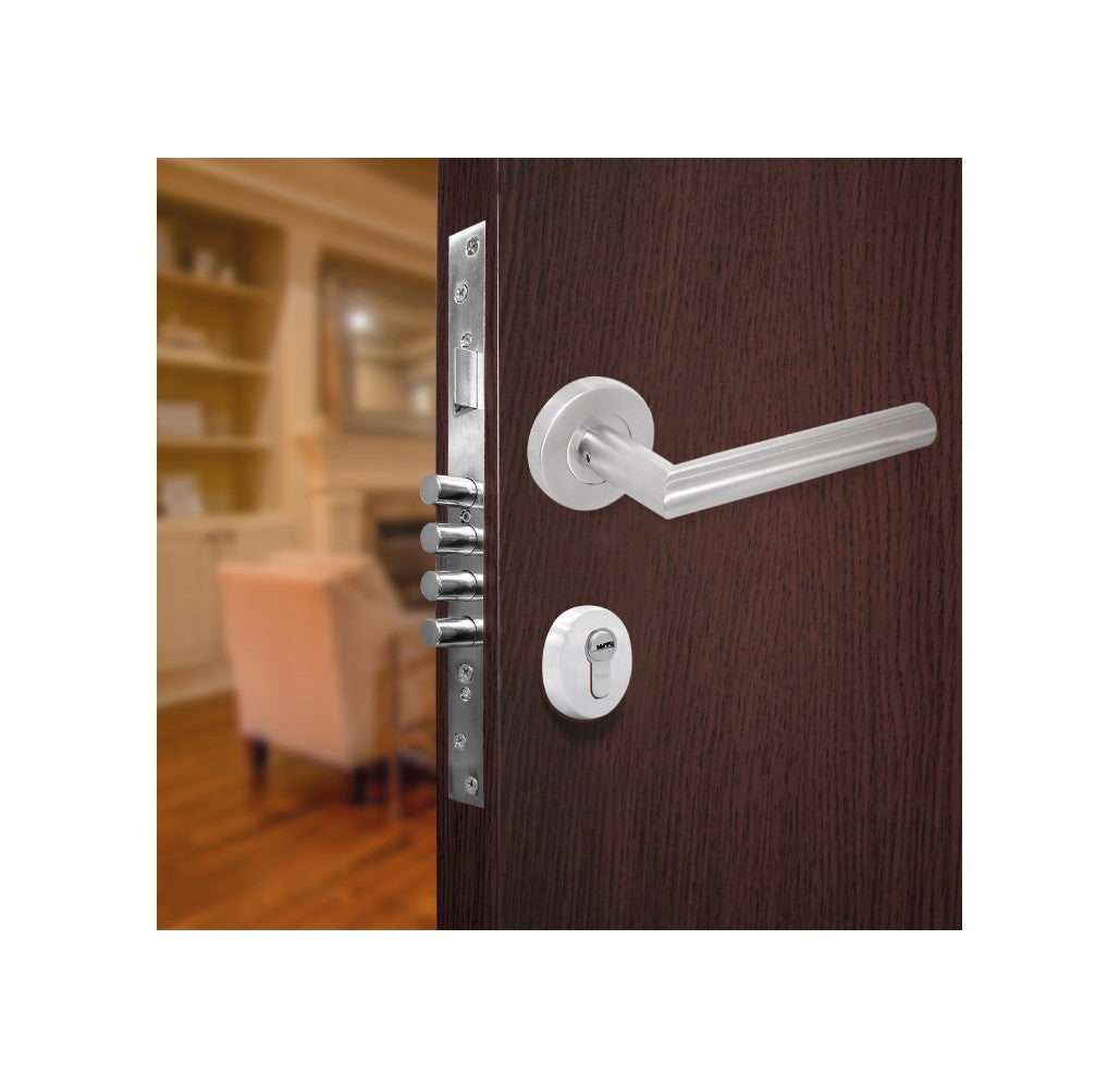 Kit Cerradura de Incrustar 4 Bulones Manija Milán Roseta Redondo Cilindro llave