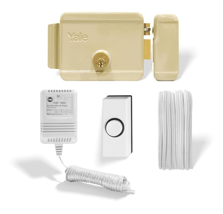 Kit Cerradura Eléctrica Derecha con Cable, Botón y Transformador