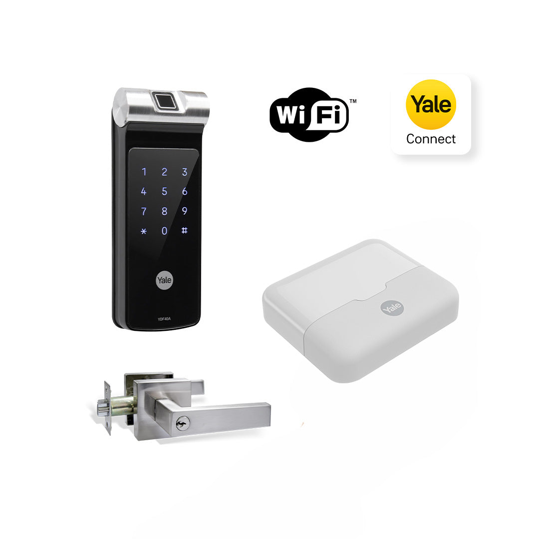 Kit de Yale Connect con Cerrojo Digital YDF40 + Manija Bari Satín