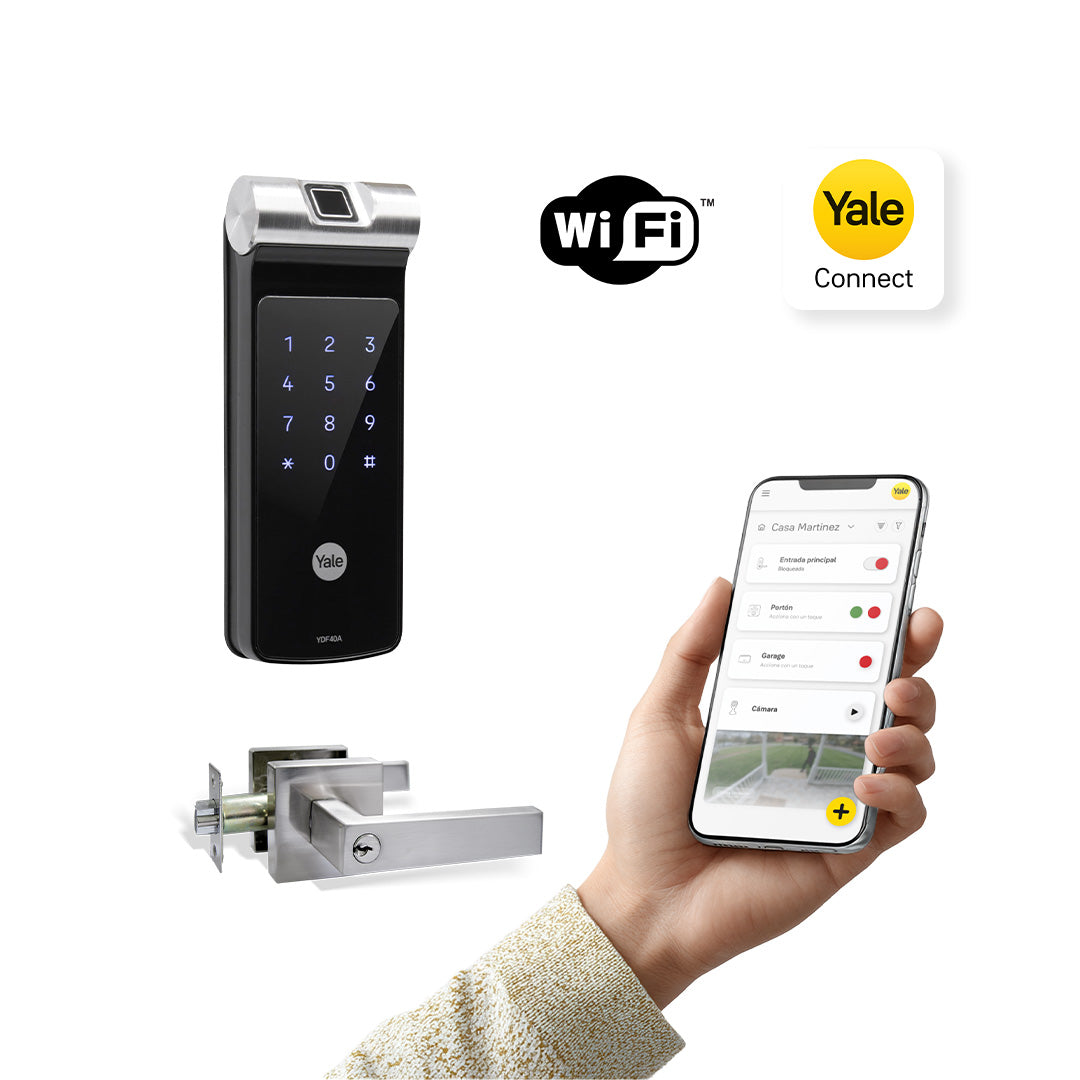 Kit de Yale Connect con Cerrojo Digital YDF40 + Manija Bari Satín