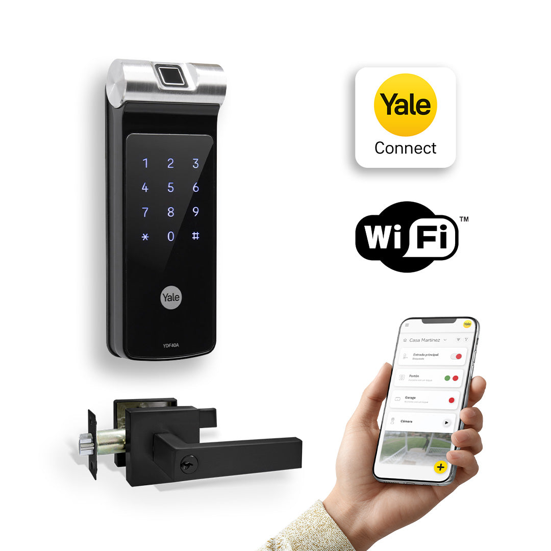 Kit de Yale Connect con Cerrojo Digital YDF40 + Manija Bari Negra