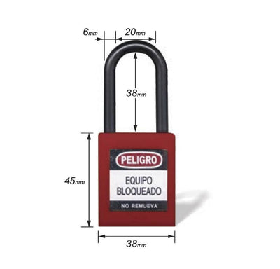 Candado Yale Gancho Nylon Rojo - 38mm