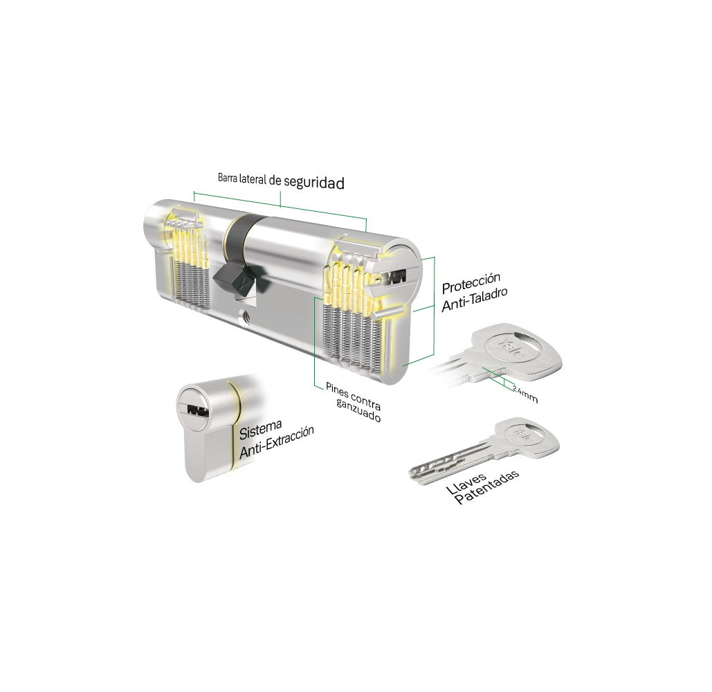 Kit Cerradura de Incrustar 4 Bulones con Manija Génova