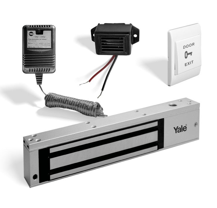 Kit Electroimán 600LB Exteriores +Botón +Buzzer +transformador
